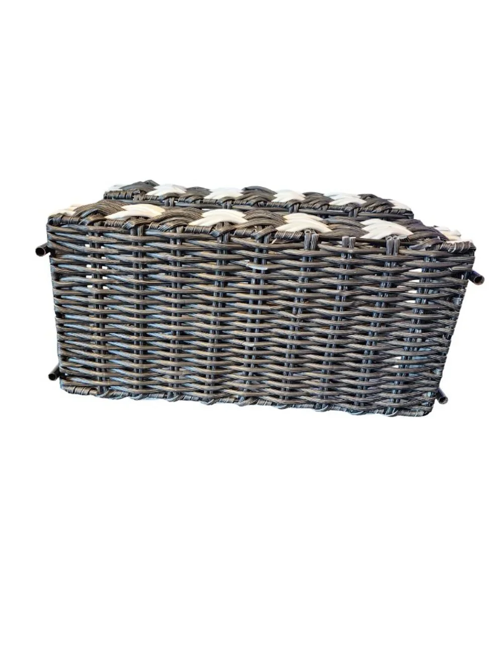 2-Tier Black/White Woven Basket Storage Organizer | NWOT